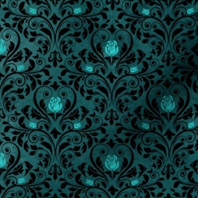 art deco gothic teal rose