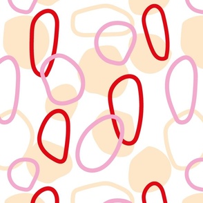 Beige Red and Pink Circles