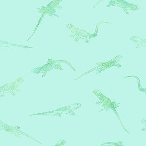 Ombre Lizards on Aqua  - Angelina Maria Designs
