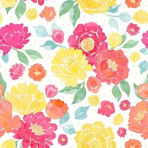 Summer Floral on Dots - Angelina Maria Designs