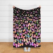 Butterflies watercolor gradation Multicolor Rainbow Jumbo Black