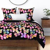 Butterflies watercolor gradation Multicolor Rainbow Jumbo Black