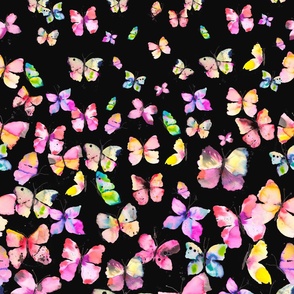 Butterflies watercolor gradation Multicolor Rainbow Jumbo Black