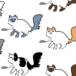 Minimalist Fluffy Cats in Assorted Colors