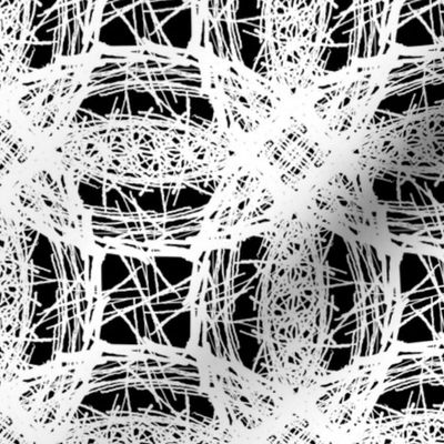 Geometric circles Black background white lace