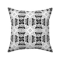 Geometric circles Black background white lace