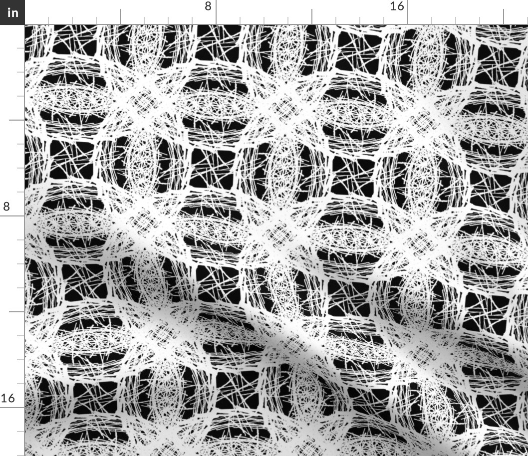 Geometric circles Black background white lace