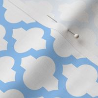 Quatrefoil Lattice - baby blue on white