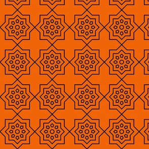 Geometric Pattern: Mahsa: Tangerine Black