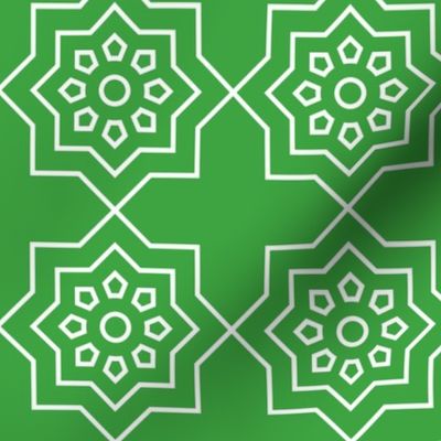 Geometric Pattern: Mahsa: Emerald White