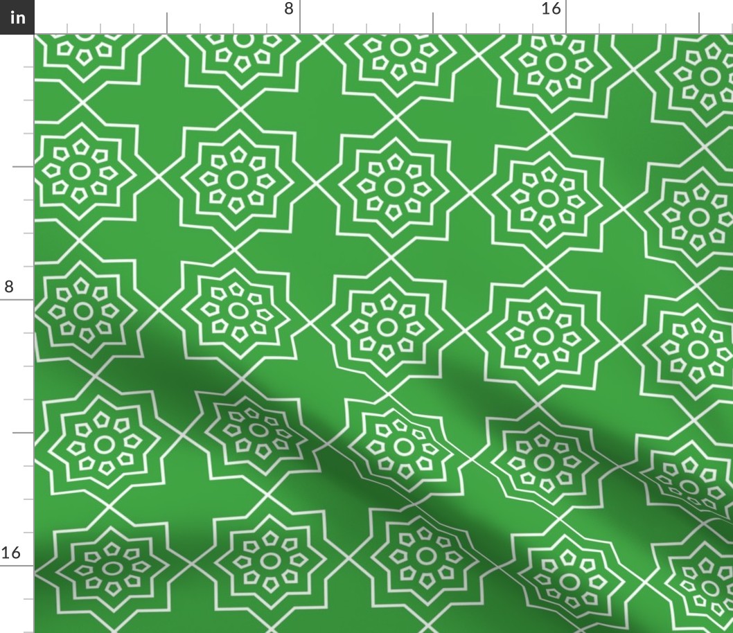 Geometric Pattern: Mahsa: Emerald White