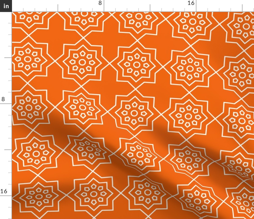 Geometric Pattern: Mahsa: Tangerine White