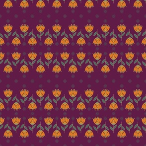 Boho tulips on purple - small