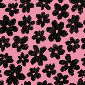 Kodomo: florals black on pink