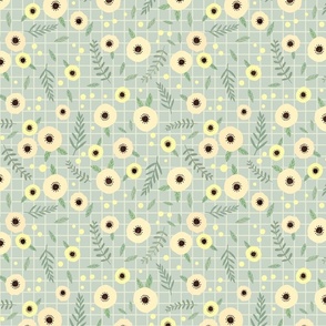 Floral Wilderness In Sage and yellow 