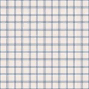 Basic check plaid traditional texture moody blue on blush beige