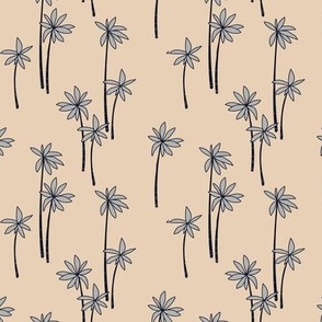 Freehand Palm Trees beach vibes tropical island surf theme moody gray on beige