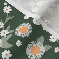 Chamomile flowers daisies buttercups and asters white flower garden mix romantic boho summer theme white orange sage green on cameo 