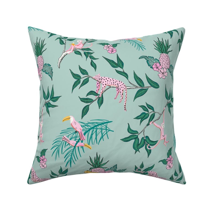 jungle toile/teal and vibrant pink/custom