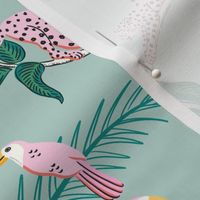 jungle toile/teal and vibrant pink/custom