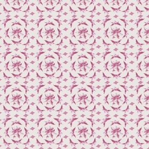 Watercolor Flowers in a round repeating pattern on a light background