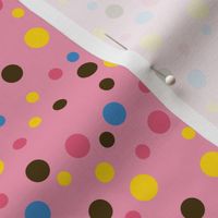 Random pink, yellow and brown polka dots - Small scale