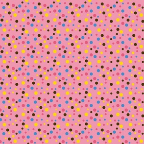 Random pink, yellow and brown polka dots - Small scale