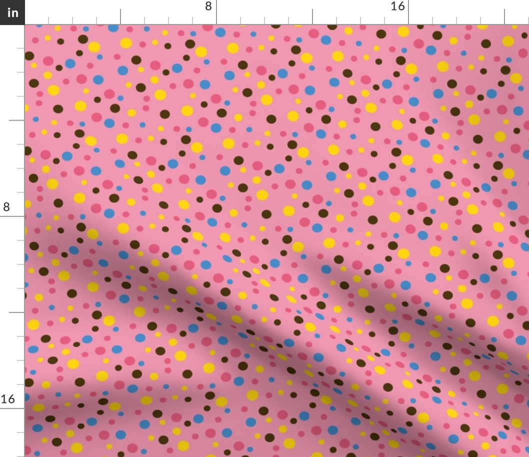 Random pink, yellow and brown polka dots - Small scale