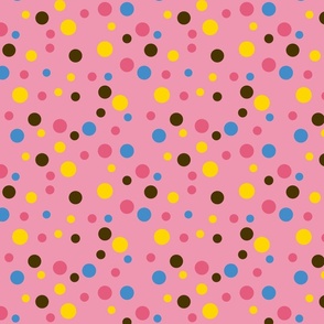 Random pink, yellow and brown polka dots - Medium scale