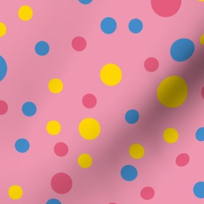 Random pink, yellow and brown polka dots - Large scale