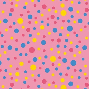 Random pink, yellow and brown polka dots - Large scale