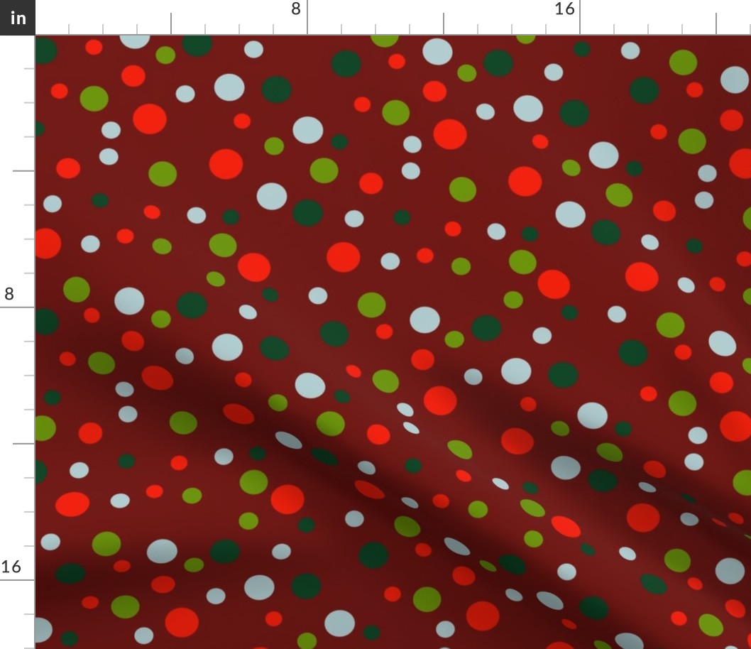 Random red, green and light blue polka dots - Medium scale