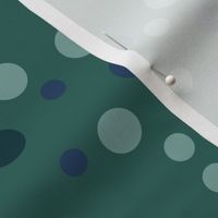 Random blue, mint and dark green polka dots - Medium scale