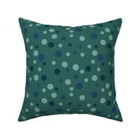 Random blue, mint and dark green polka dots - Medium scale