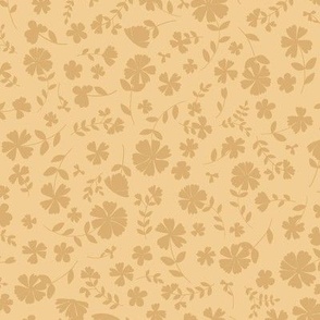 vintage flowers silhouette on soft ochre