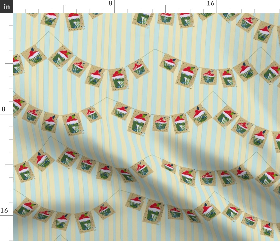 Cherry Bun Bunting (on stripes)