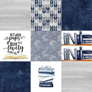 Reading//Between the pages of a book//Navy - wholecloth Cheater Quilt 