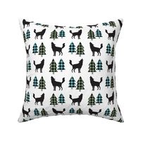 Wolves and Trees (forest green / blue / black plaid)