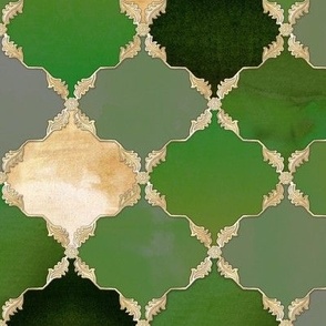 Floral Watercolor Moroccan Tile green