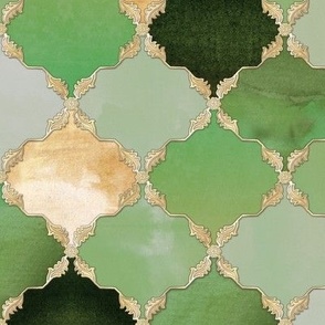 Floral Watercolor Moroccan Tile light green