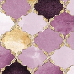 Floral Watercolor Moroccan Tile lilac