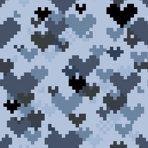 Pixel camouflage fabric with hearts