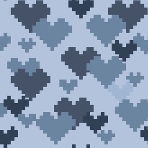 Pixel protective camouflage fabric with hearts. V2
