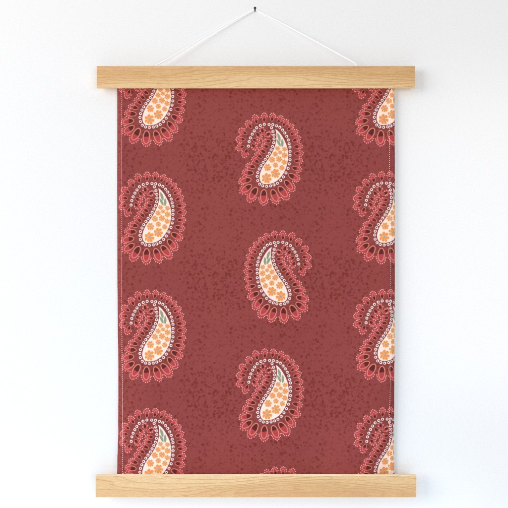 red brown paisley - medium