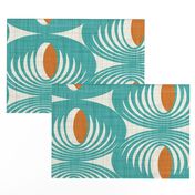 Oculus Mid Century Modern Geometric Teal Orange Jumbo Scale