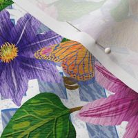 Garden Party-Climbing Clematis With Butterflies-Medium