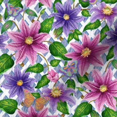 Garden Party-Climbing Clematis With Butterflies-Small