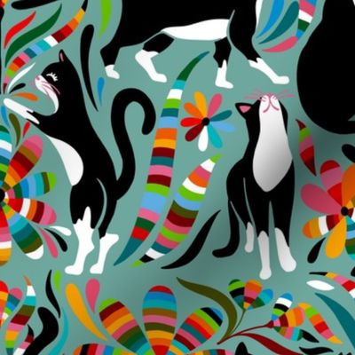 Otomi Cats – Mint & Rainbow