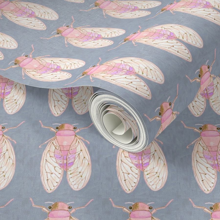 pink cicadas Wallpaper | Spoonflower