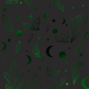 green and black crystral moon flower